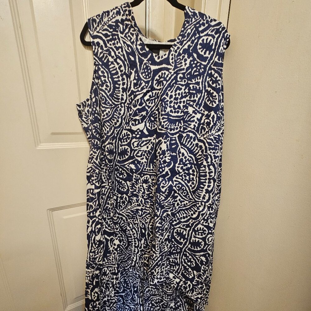 Nic + Zoe Blue & White Soft Linen Dress